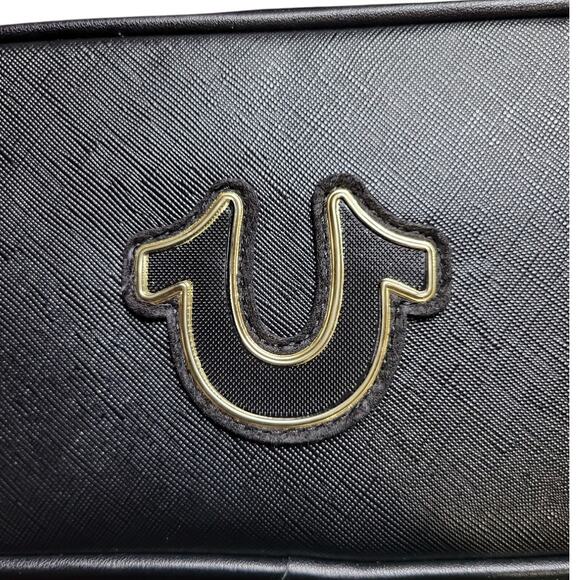 True Religion Men's Vemo Toiletry Bag Black Gold Horseshoe Logo Dopp Kit Bottles - Picture 9 of 9